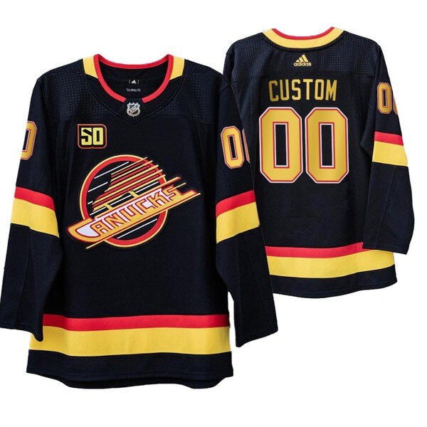 Vancouver Canucks Custom Black 50th Anniversary Skate 2019-20 Jersey->customized nhl jersey->Custom Jersey